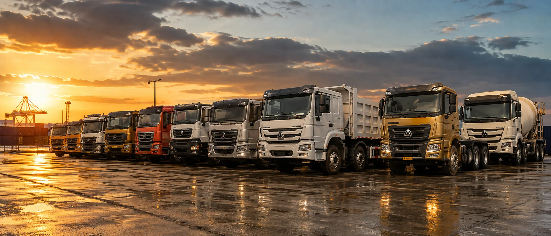 Used commercial trucks prepared for export