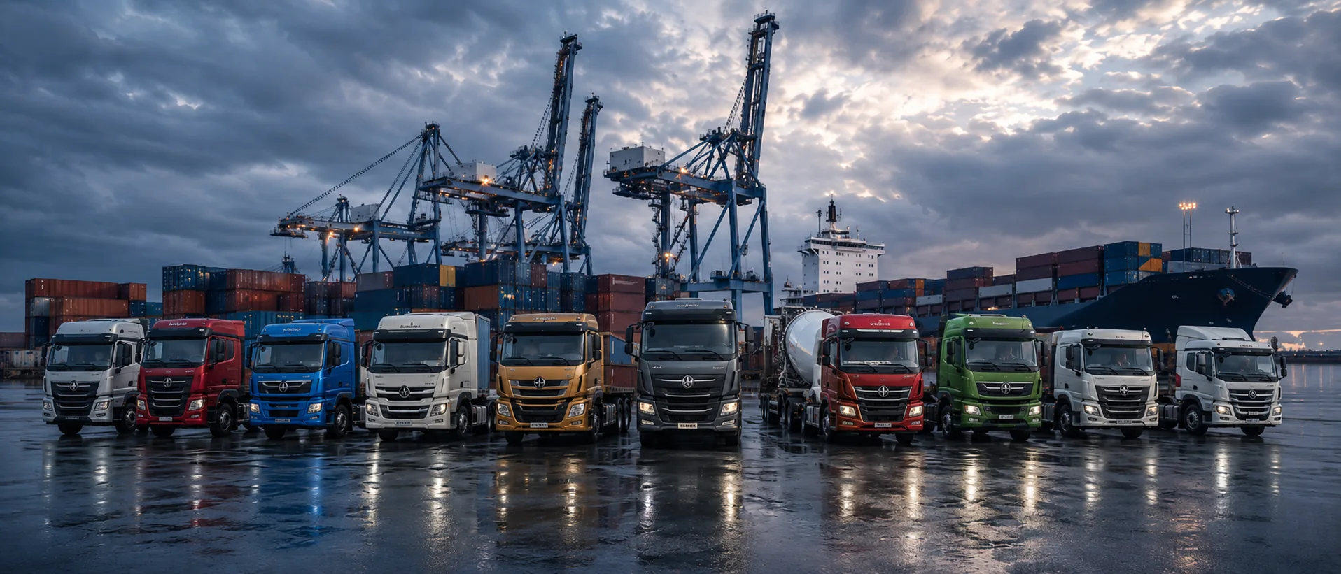 Used trucks ready for overseas buyers