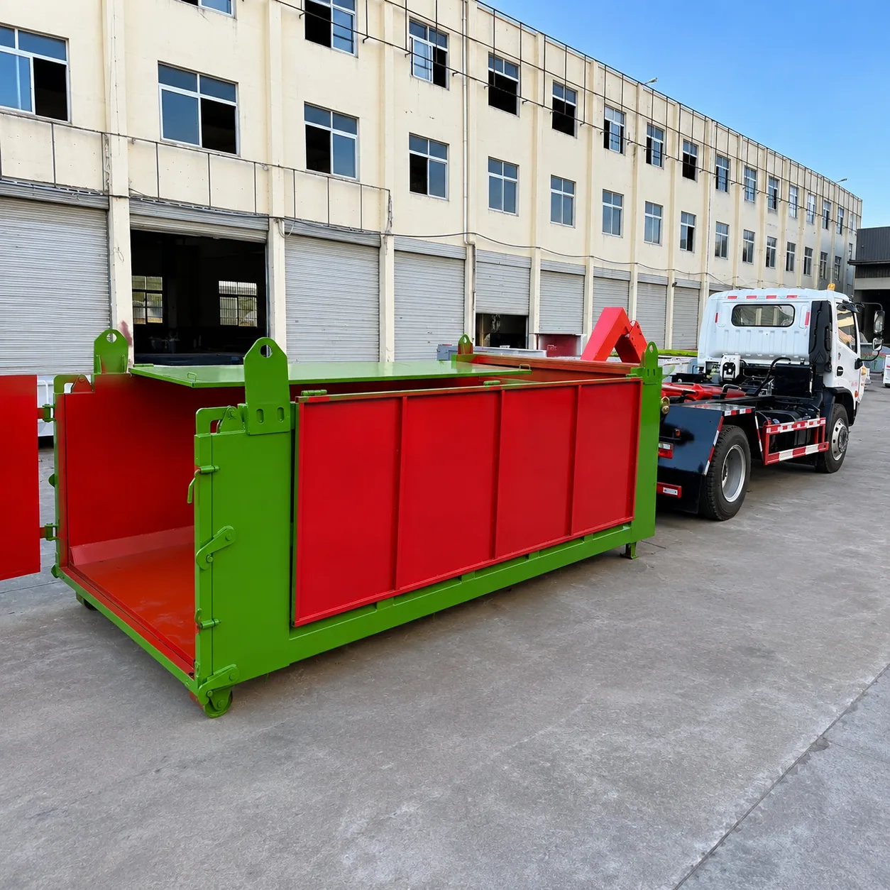 Dongfeng Hook Lift Garbage Truck 115 / 140 / 190 / 260 / 290HP 5–25CBM Available product display